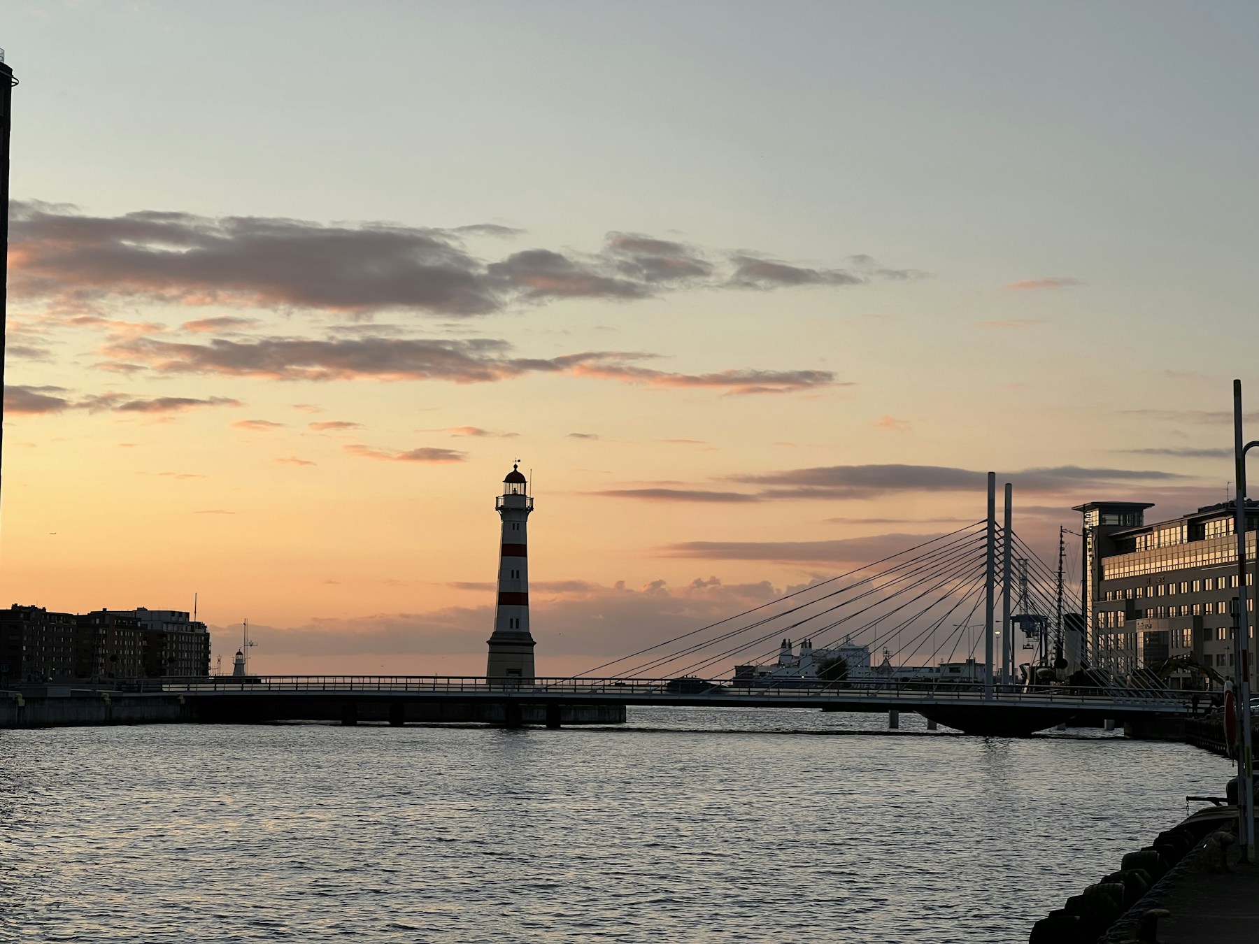 Southern Swedish waterfront and low evening light near Malmö